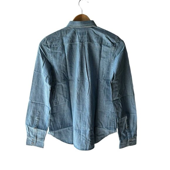 Untuckit Size 4 Blue Chambray 100% Cotton Button Front Shirt - New - Picture 3 of 5